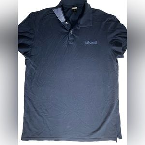 Just Cavalli Beachwear Collared Polo TShirt Navy Blue Men’s Size XL Extra Large